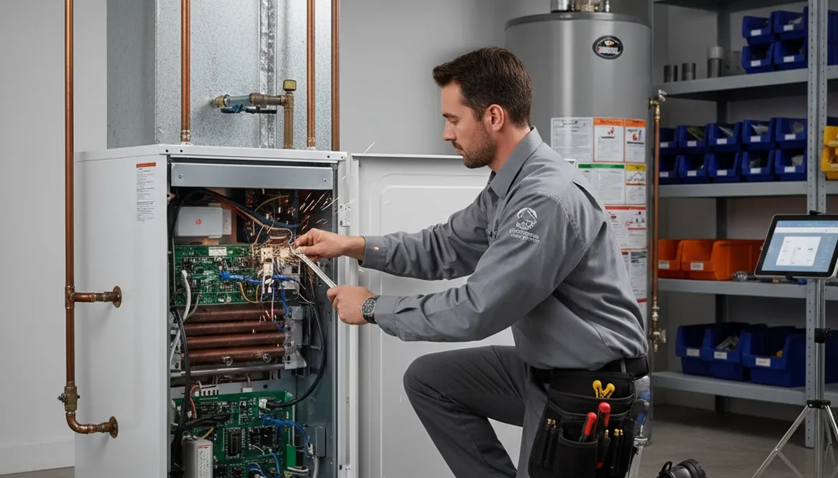Technician performing furnace repair service in Memphis, TN for Five Star Cooling